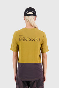 Mons Royale Womens Tarn Merino Shift Tee - Shale/Cumin