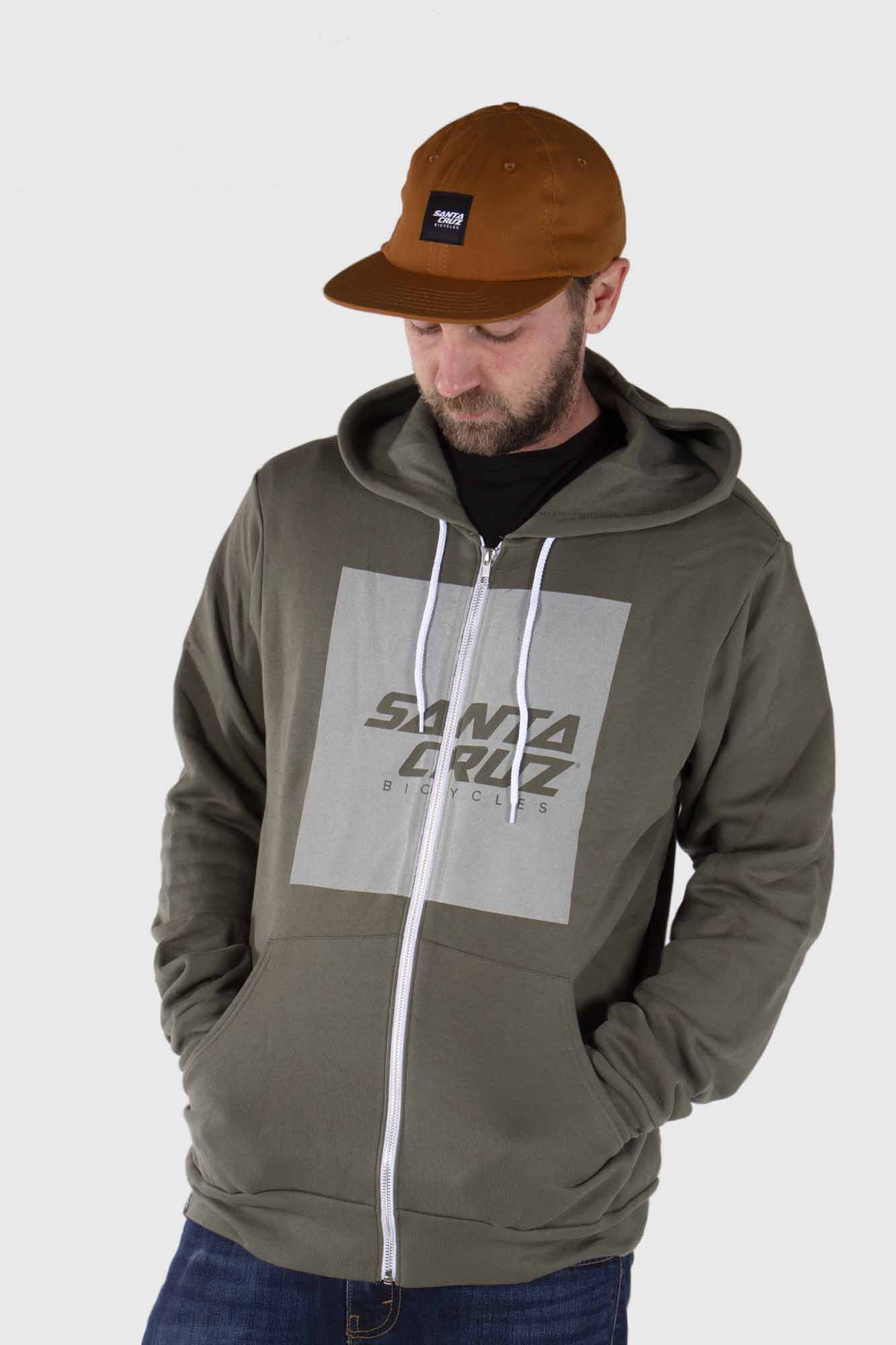 Santa Cruz Squared Zip Hoody Olive Stif Mountain Bikes